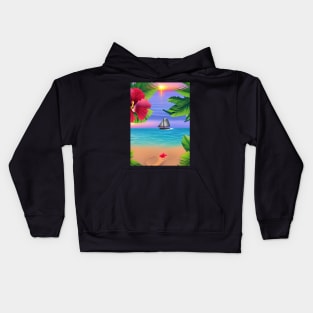 Tropical Sunset Beach Scene 2 Kids Hoodie